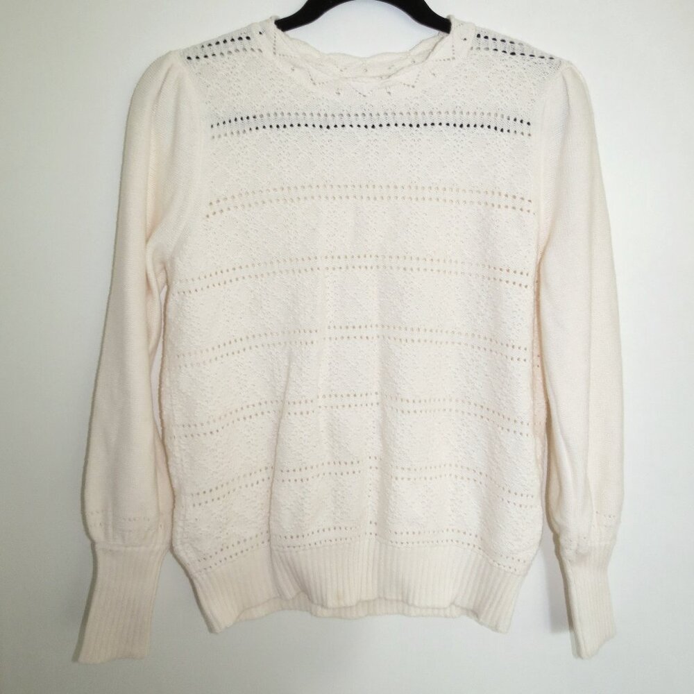 Loft Dot Stripe Pointelle Sweater, Size Medium